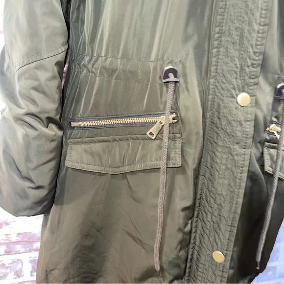 Mossimo Supply Co. Green Utility Jacket with Faux Fur Hood large - Picture 6 of 11